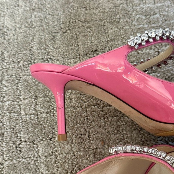 JIMMY CHOO Bing 65mm Patent Crystal Embellished Mules Candy Pink Sz 38 EU - Picture 12 of 12